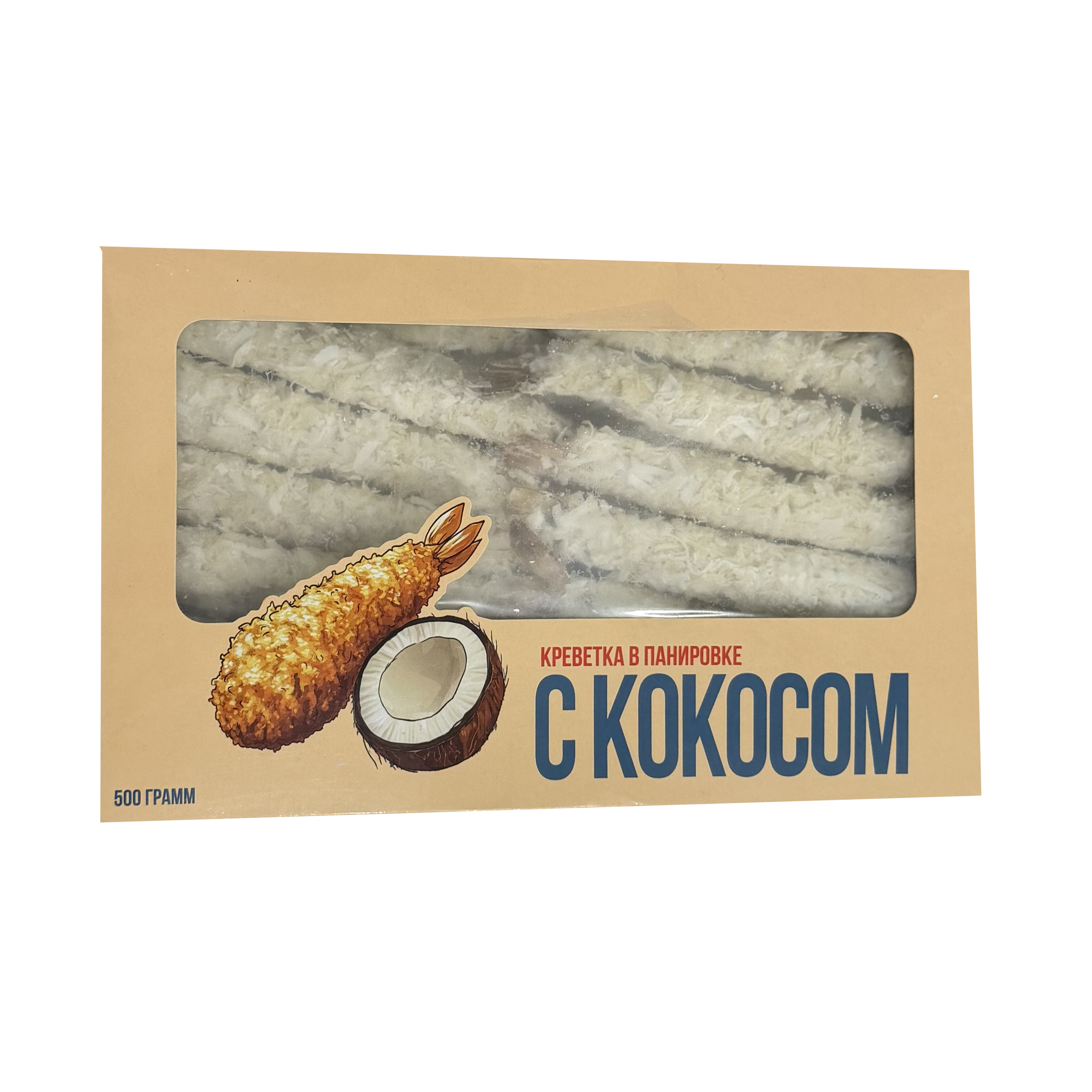 Креветка в кокосовой панировке, очищенная, на хвосте, Ваннамей, 500гр ООО 